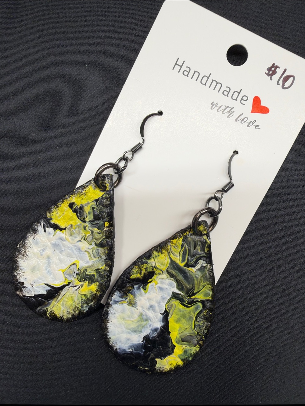 NEW-Funky Handmade Abstract Painted Leather Earrings